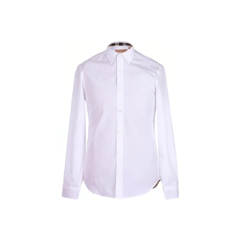Burberry Men Point Collar Vintage Classic Shirt White-0