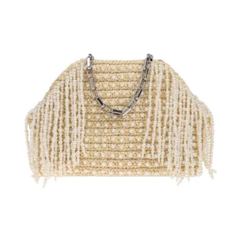 Self portrait Straw Woven Shoulder Bag Regular Women's Cream