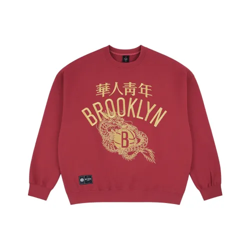OCCUPY Chinese Youth X Brooklyn Nets Co branded Model Sweatshirts Unisex Red