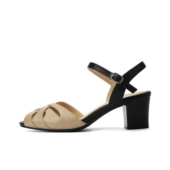 XICUNMINGWU Chunky Heel High Heels Women's Apricot Black