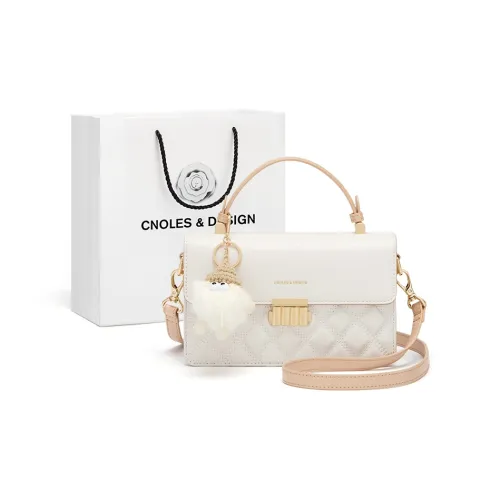 CNOLES Cow Leather Crossbody Bag, Handbag Regular Women's Ecru