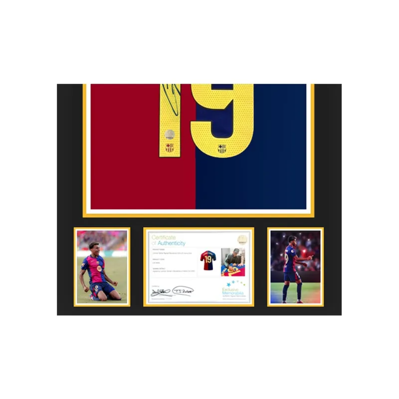 Three For FC Barcelona Jersey EM Certificate, Deluxe Mounting, Outer Frame Approx. 65x85cm Unisex-2