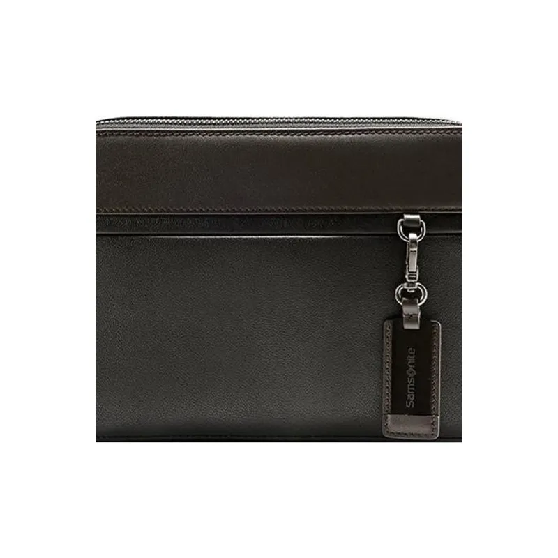 SAMSONITE Cow Leather Shoulder Bag, Crossbody Bag Men's Black-4