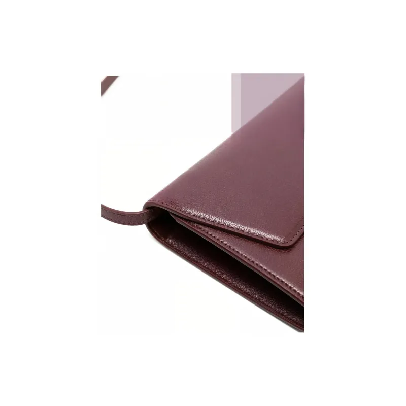 THE ROW Cow Leather Clutch Shoulder Bag Unisex Burgundy-2
