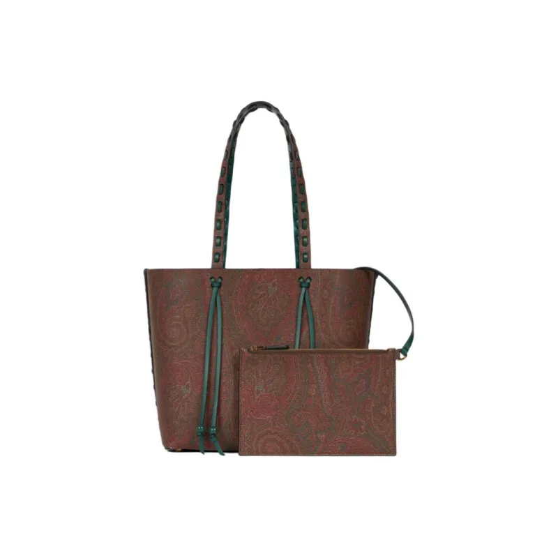 ETRO PVC Tote Bag, Shopping Bag, Handbag, Shoulder Bag Large Size Women's Brown-1