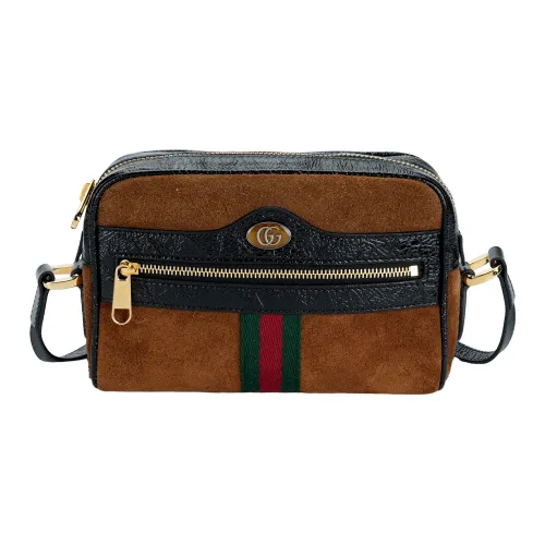 GUCCI Patent Leather Binding Suede Camera Bag, Shoulder Bag, Crossbody Bag Mini Women's Brown/Black