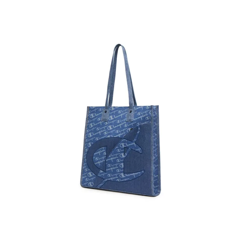 Champion Fabric Tote Bag, Shoulder Bag Unisex Light Blue Denim/Dark Blue Denim-1