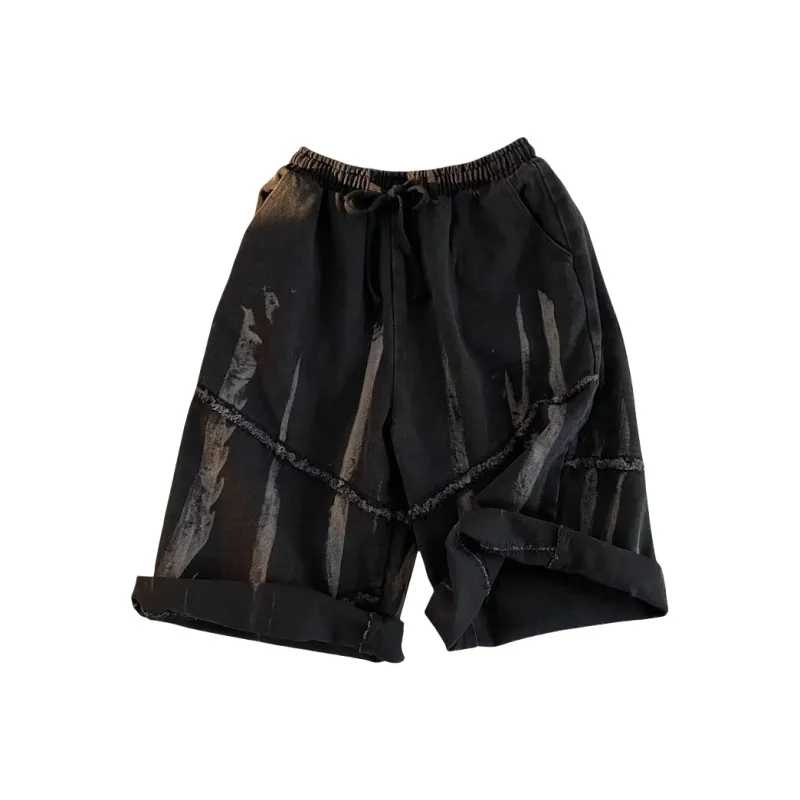 TESTUNG Fashion Denim Shorts Unisex Classic Black-12