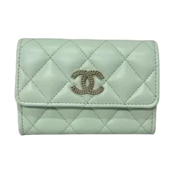 CHANEL Logo Wallet Women's Green