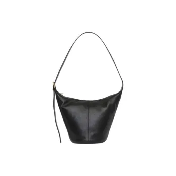 ARKET Cow Leather Bucket Bag, Shoulder Bag Medium Size Women's Black