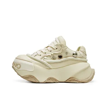 XMZY Volcano Impression Collection Chunky Sneakers Women's Low Top Cream White/Sage Green Taro Paste Purple