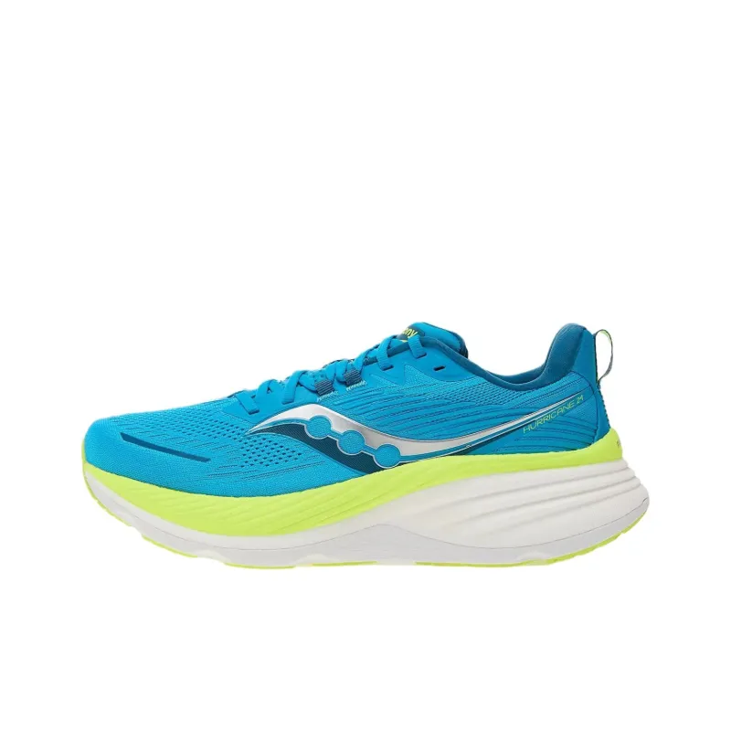 Saucony Hurricane 24 Anti Slip Wear Resistant Low Top Running Shoes Men's Blue Green-0