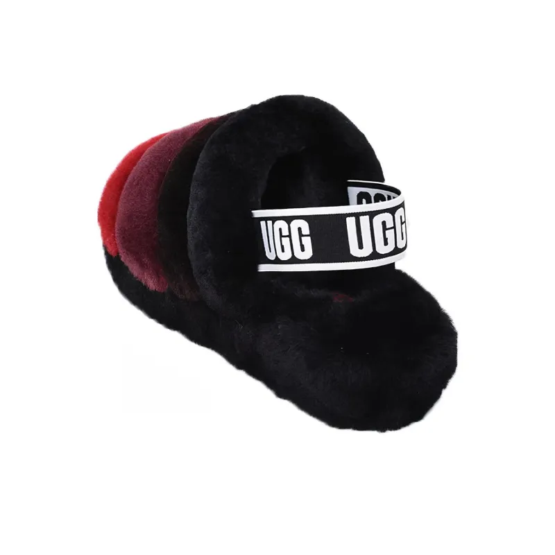 UGG FLUFF YEAH Fluff Yeah Slide Slippers Women's Dark Midnight Black-1