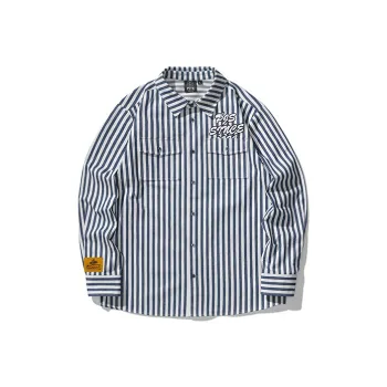 PJ's Vigor Shirt Early Fall Unisex Letter Stripes Color Blocking