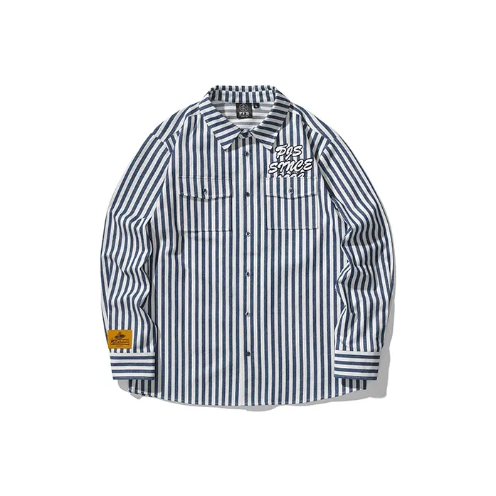 PJ's Vigor Shirt Early Fall Unisex Letter Stripes Color Blocking-0