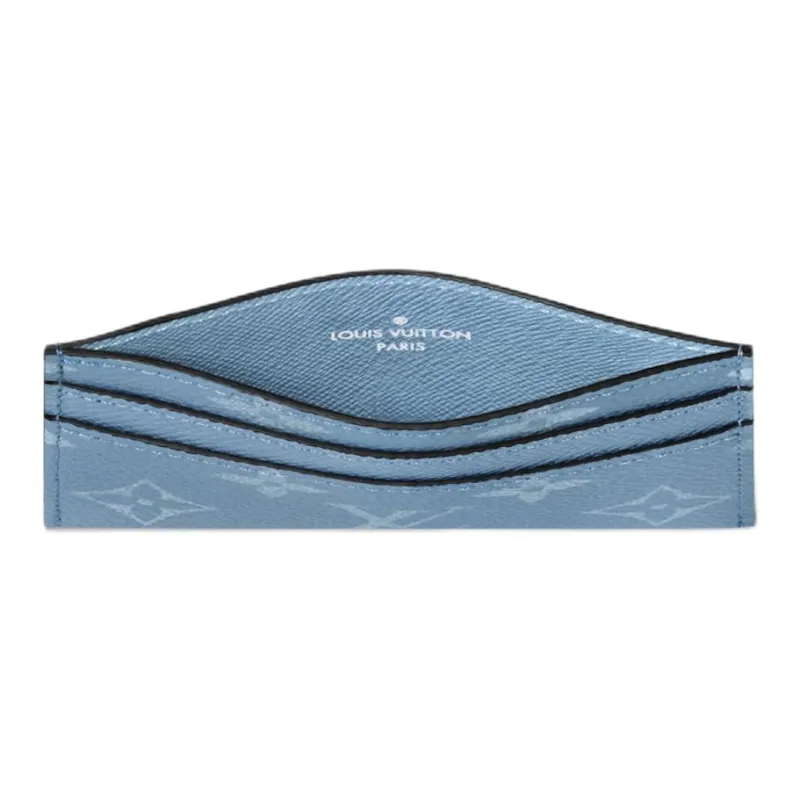 LOUIS VUITTON Taigarama Cow Leather Card Holder Regular Women's Sky Blue-3