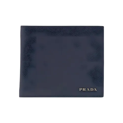 PRADA Leather Wallet Women's Blue/Gray