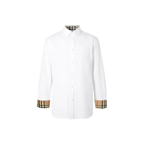 Burberry Slim Fit Monogram Motif Stretch Cotton Poplin Shirt 
White
