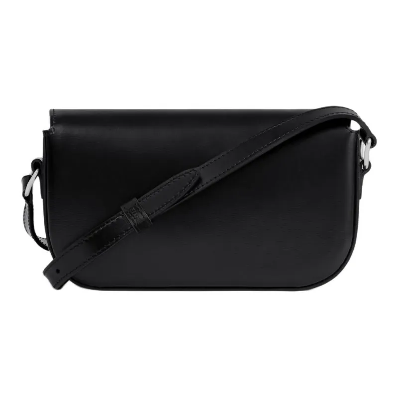 CELINE Triomphe Cow Leather Shoulder Bag Trumpets Women's Black-2