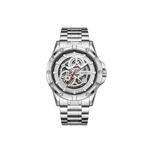 AOUKE Speed Avant Garde Collection Mechanical Movement Stainless Steel Watchband Watch Men's Watches Silver Dial