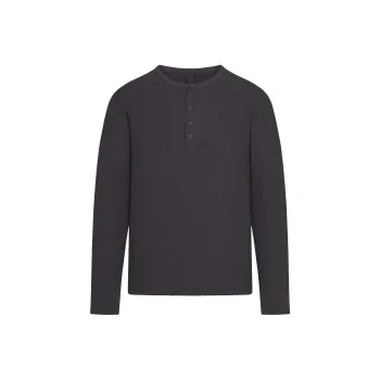 SKIMS MENS SLIM LONG SLEEVE HENLEY T Shirt Men's ASH/Gray