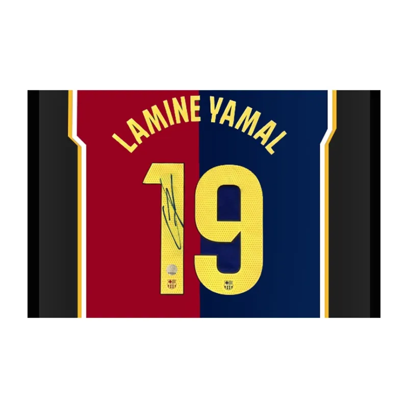 Three For FC Barcelona Jersey EM Certificate, Deluxe Mounting, Outer Frame Approx. 65x85cm Unisex-3