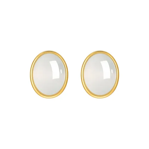 Princess Cui Hetian Jade Earrings White Jade Women's