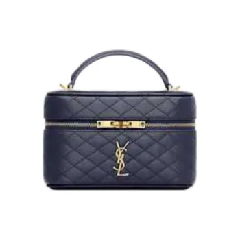 SAINT LAURENT Sheepskin One Shoulder Crossbody Portable Makeup Bag Trumpets Women's Abyss Blue