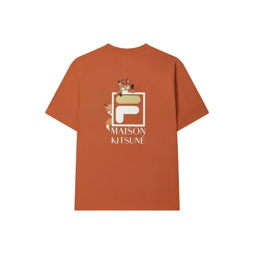 FILA x Maison Kitsune Little Fox T Shirt Men's Ancient Embroidery Orange