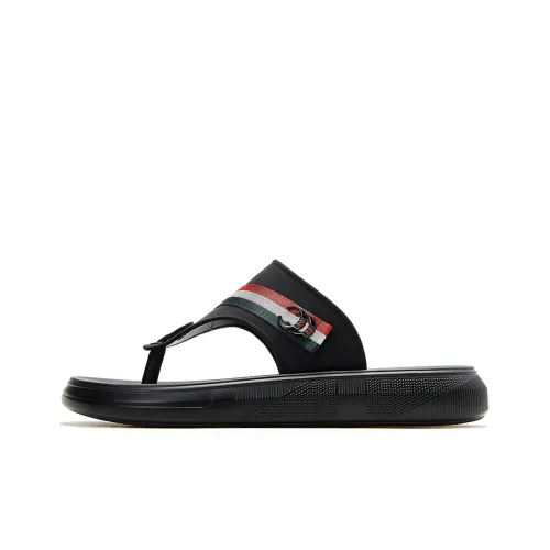 QIE Rubber Sole Flip Flops Men's Black