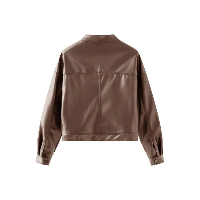 Classic Leather Jacket Exemplifies Unique Style Unisex-45