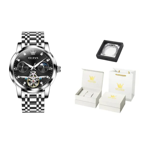 OLEVS Mechanical Movement Stainless Steel Watchband Watch Men's Watches Black Dial