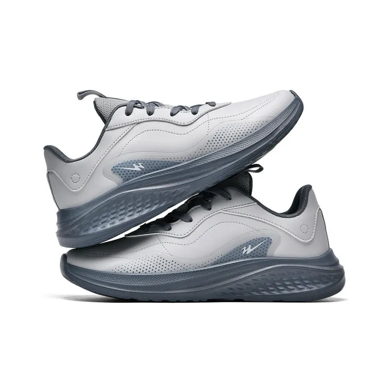 Binary Cushioning Rebound Support Lightweight Slip Resistant Low Top Running Shoes Men's Light Gray-3