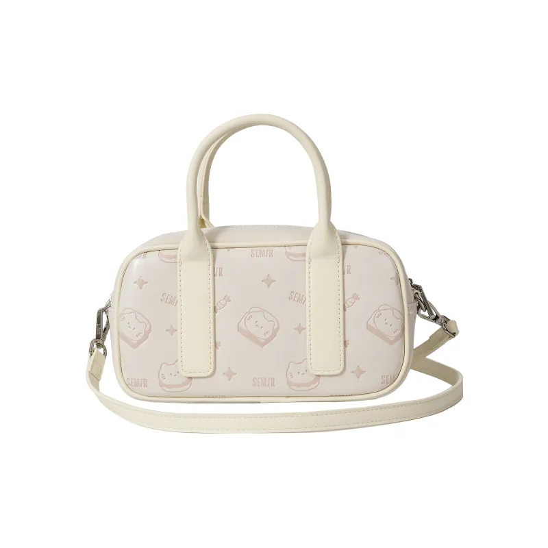 SEM/R Kitten Sketch PU Boston Bag Handbag Medium Size Women's Multicolor-2
