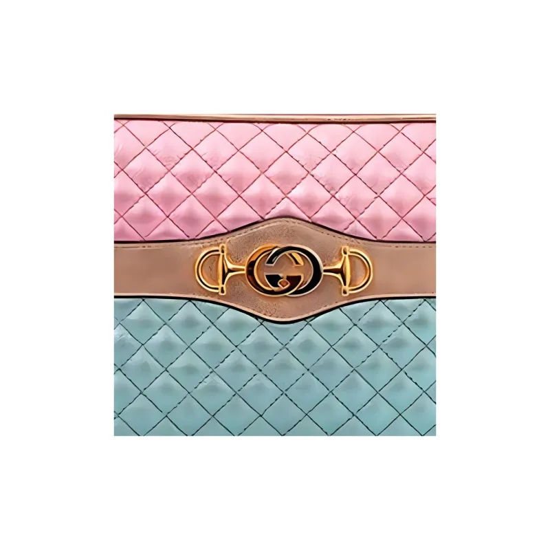 GUCCI Cow Leather Camera Bag Shoulder Bag Crossbody Bag Women's Pink/Light Blue/Gold-4