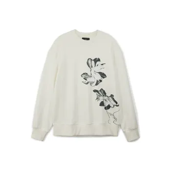 Y 3 Floral Printed Crewneck Sweatshirt
