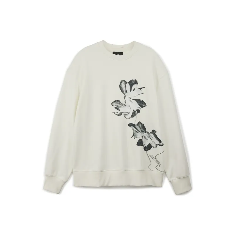 Y 3 Floral Printed Crewneck Sweatshirt-0