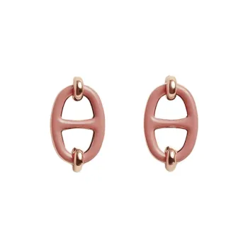 HERMES Rose Gold Plated Earrings Unisex Pink