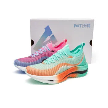 VOIT Running Shoes Unisex Low Top Left Green & Rose Red