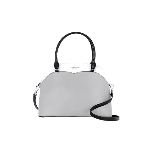 Kate Spade Cross-Stitch Leather Dome Bag Shoulder Bag Crossbody Bag Handbag Women's Gray/White