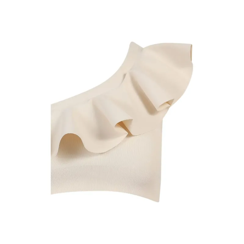 CELINE Ruffle Sleeve T Shirt Women's Nude-2