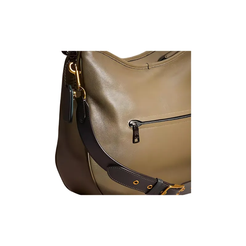 COACH Tabby Leather Hobo Bag, Handbag, Shoulder Bag Large Size Women's Brass With Army Green-3