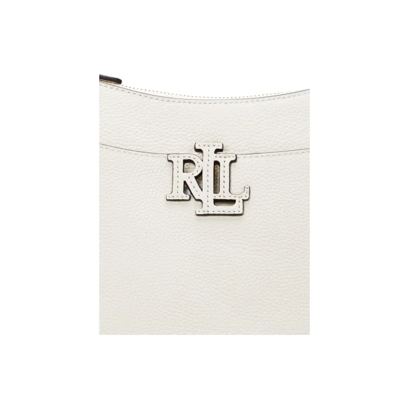 Polo Ralph Lauren Cow Leather Shoulder Bag, Crossbody Bag Large Size Women's White-4