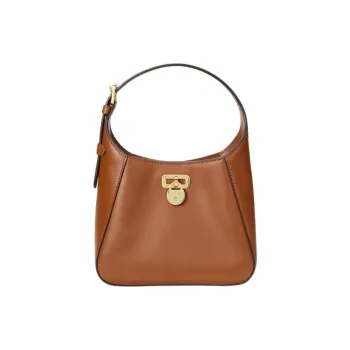 Ralph Lauren Cow Leather Handbag, Shoulder Bag Small Size Women's Brown Yellow