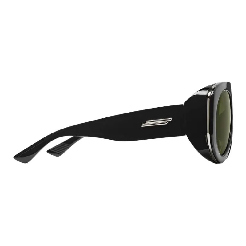 Bottega Veneta Metal Nylon Injection Molded Acetate Oval Sunglasses Women's Black-2