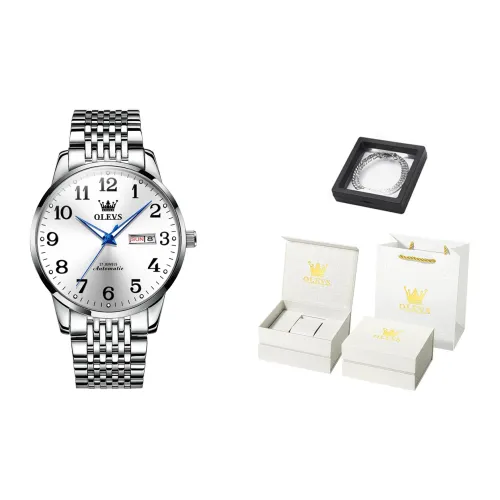 OLEVS Mechanical Movement Stainless Steel Watchband Watch Men's Watches White Dial