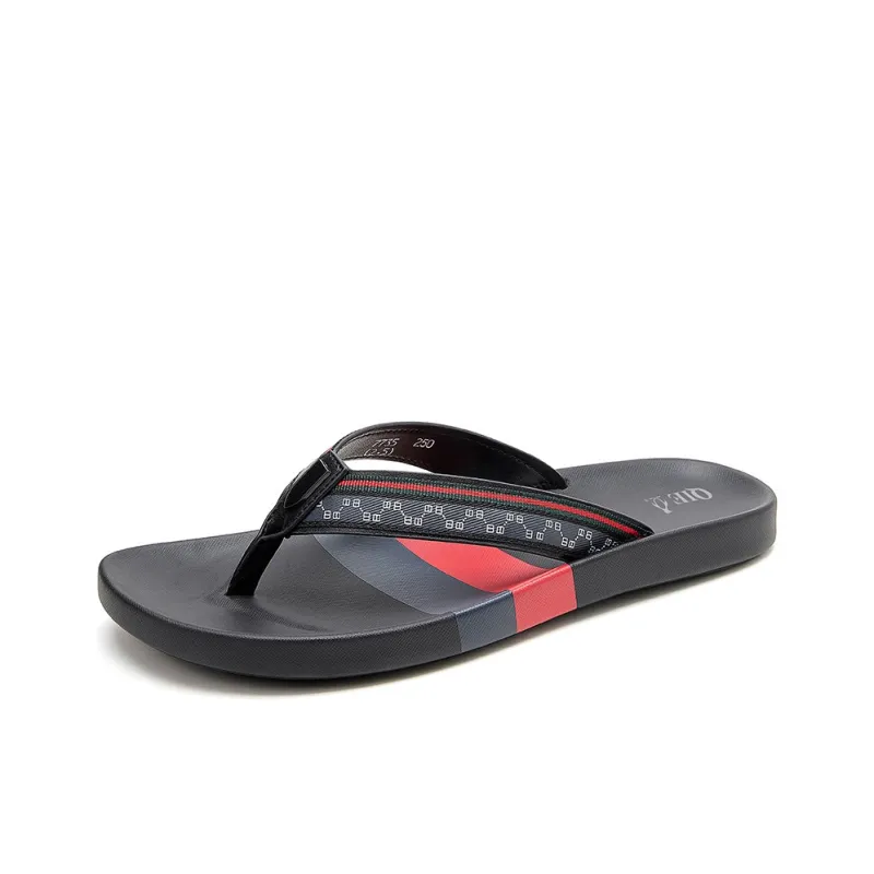 QIE Rubber Sole Flip Flops Men's Black-1