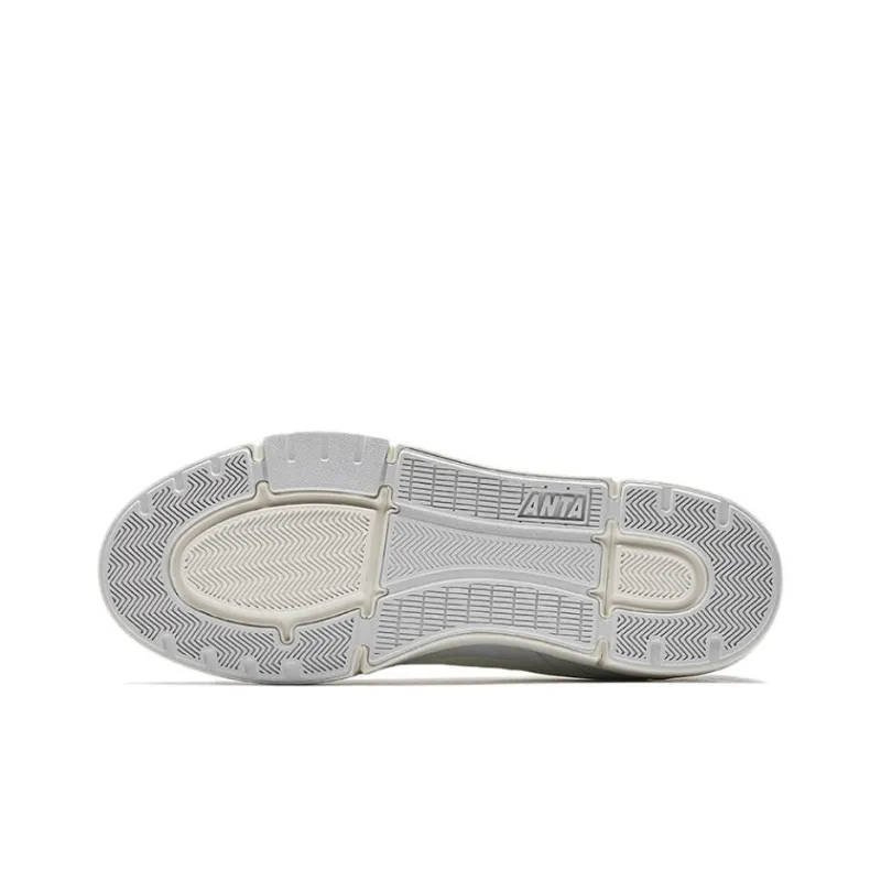 Anta Breathing Breathable And Slip Resistant Low Top Skateboard Shoes Women's White Gray-4