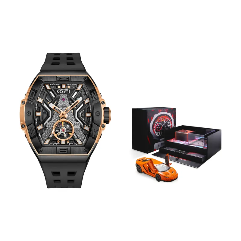 BONEST GATTI Automatic Mechanical Movement Rubber Strap Watch Men's Watches White Dial-17