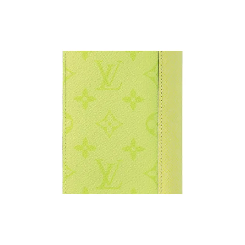 LOUIS VUITTON Taigarama Monogram Coated Canvas With Taiga Cow Leather Passport Holder Men's Lemon-4